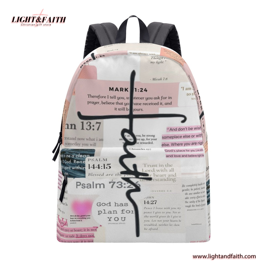 Faith Christian Backpack, Bible Verse Inspirational Bag, Trust in God Backpack, Religious Scripture Backpack.PLAF24